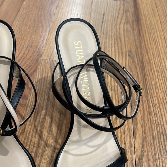 NWT Stuart Weitzman Leather Sandals- Ellsie 100 Black - Picture 4 of 8